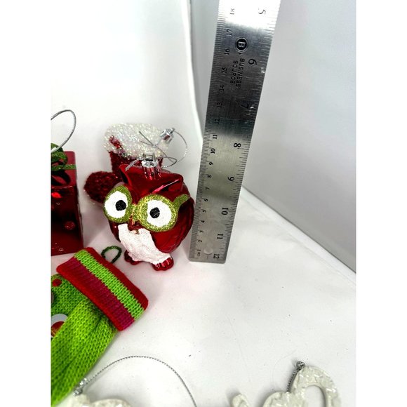 Bright Ornament Lot of 11 Pink Green Red OwlSnowman - Picture 7 of 9